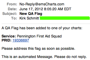 email from emscharts for flagged chart